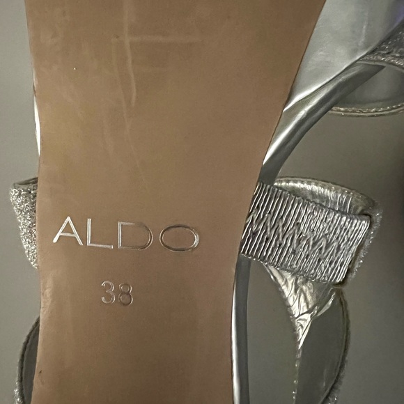 ALDO METALIC SILVER PLATFORM SANDALS - Picture 4 of 5